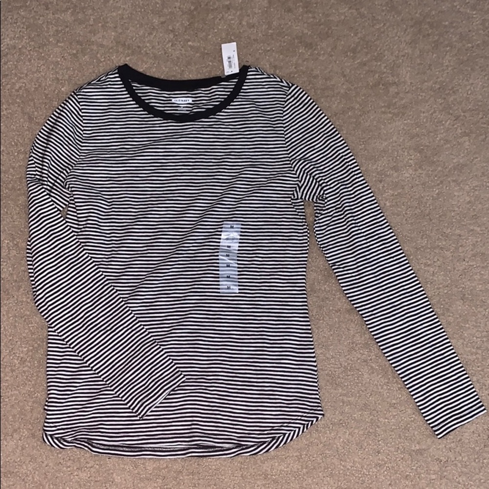Black and White Striped Long Sleeve Shirt: medium